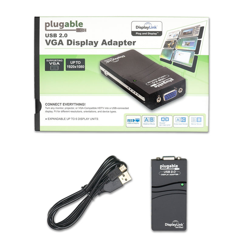 Plugable USB 2.0 External Graphic Adapter, Black (USB-VGA-165)