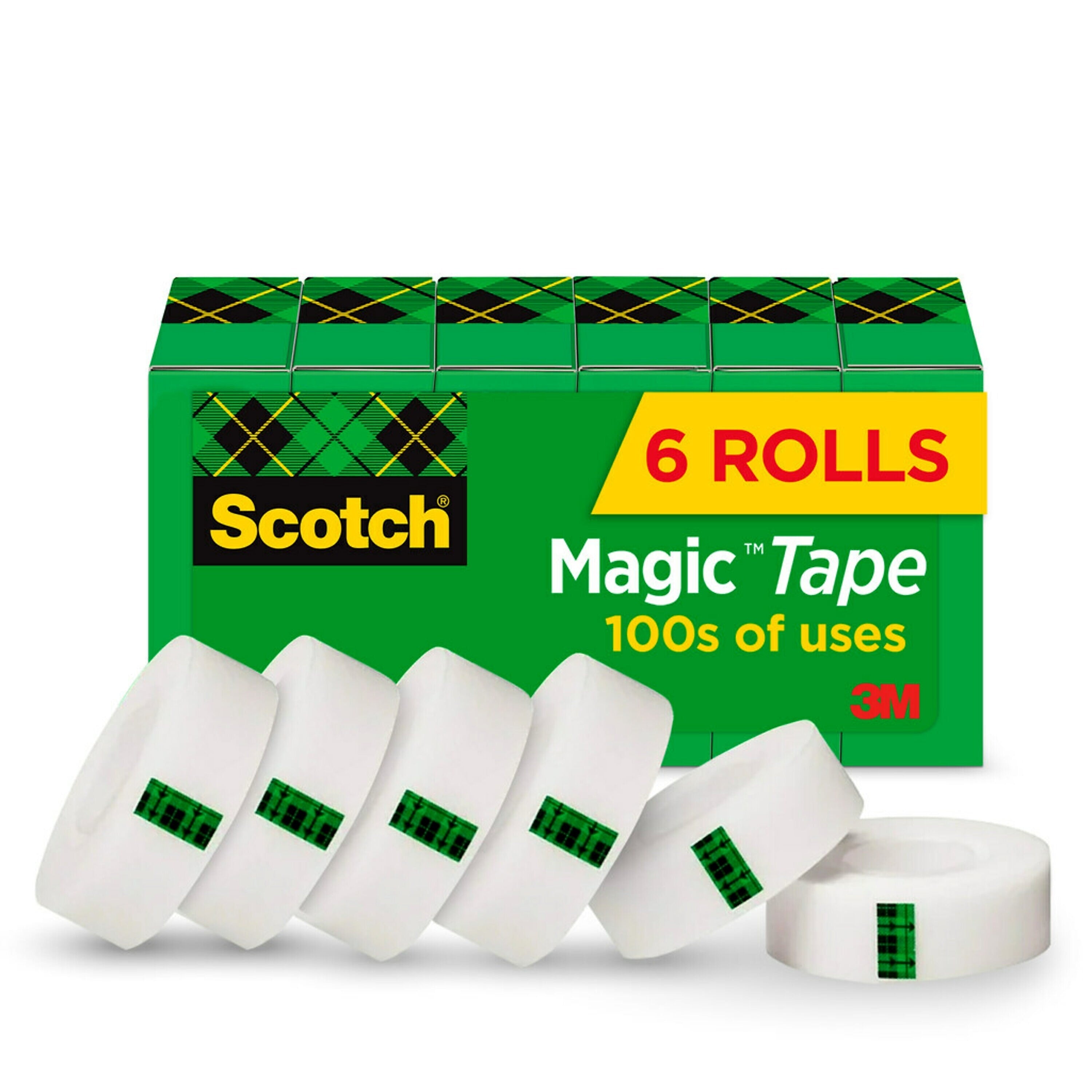 Scotch Magic Invisible Clear Tape Refill, 0.75" x 27.77 yds., 1" Core, Clear, 6 Rolls/Pack (810-K6)