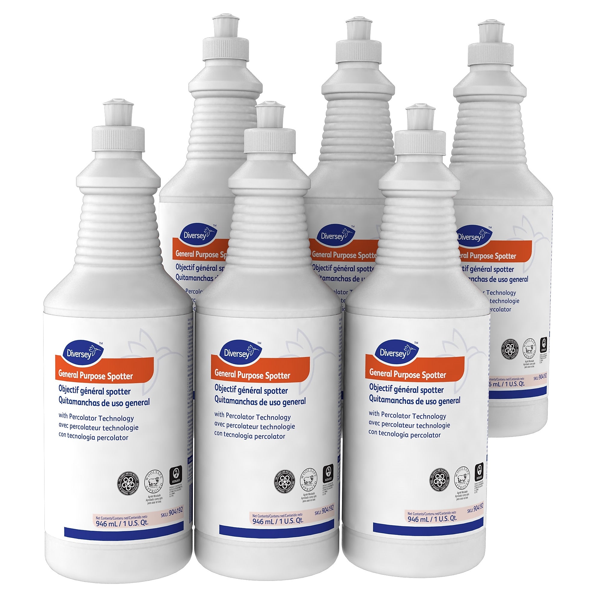 Diversey Carpet Spot & Stain Remover Liquid, Floral Fresh, 32 oz., 6/Carton (904192)