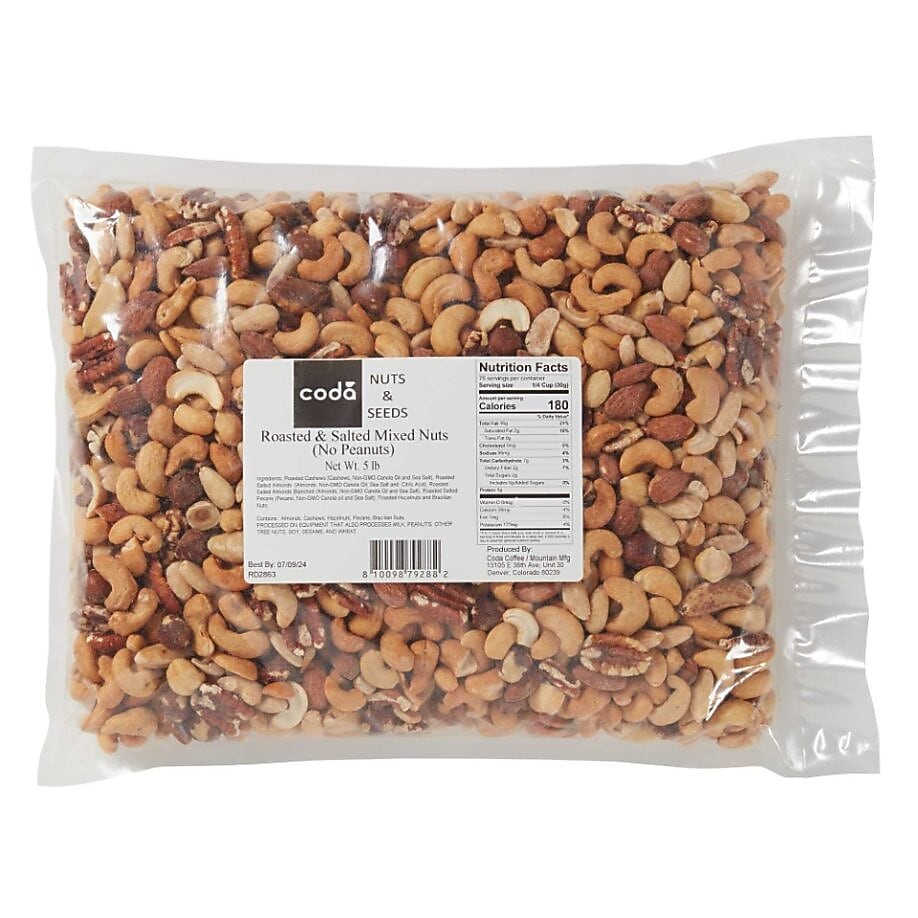 Mountain Manufacturing Roasted & Salted Mixed Nuts, 80 oz., 4/Carton (79292)