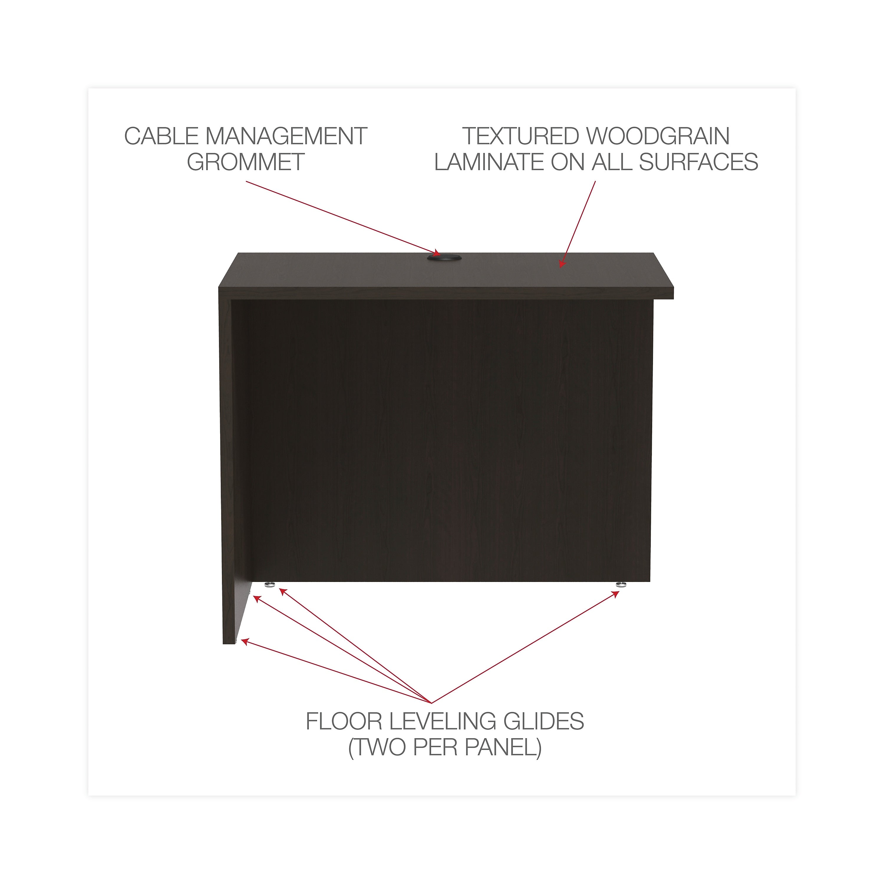 Alera Valencia Series Reversible Return/Bridge Shell, 35w X 23 5/8d, Espresso