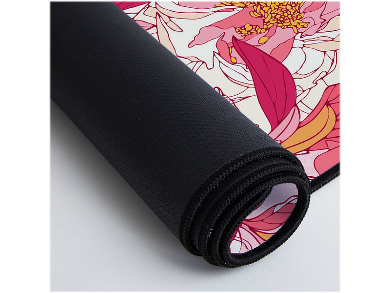 DENY Designs Pink Flowers of Peonies by Showmemars Anti-Slip Polyester Desk Pad, 15.5" x 31.5", Multicolor (84023-DSKMAT)