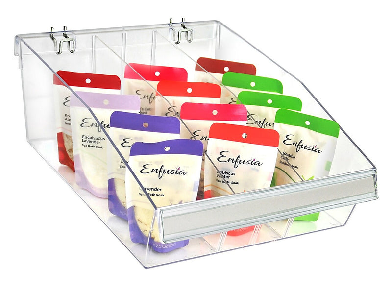 Azar 5.75" x 11.75" Pegboard 3-Compartment Large Deep Bin Tray, Clear, 2/Pack (556134-L-DIV-2PK)