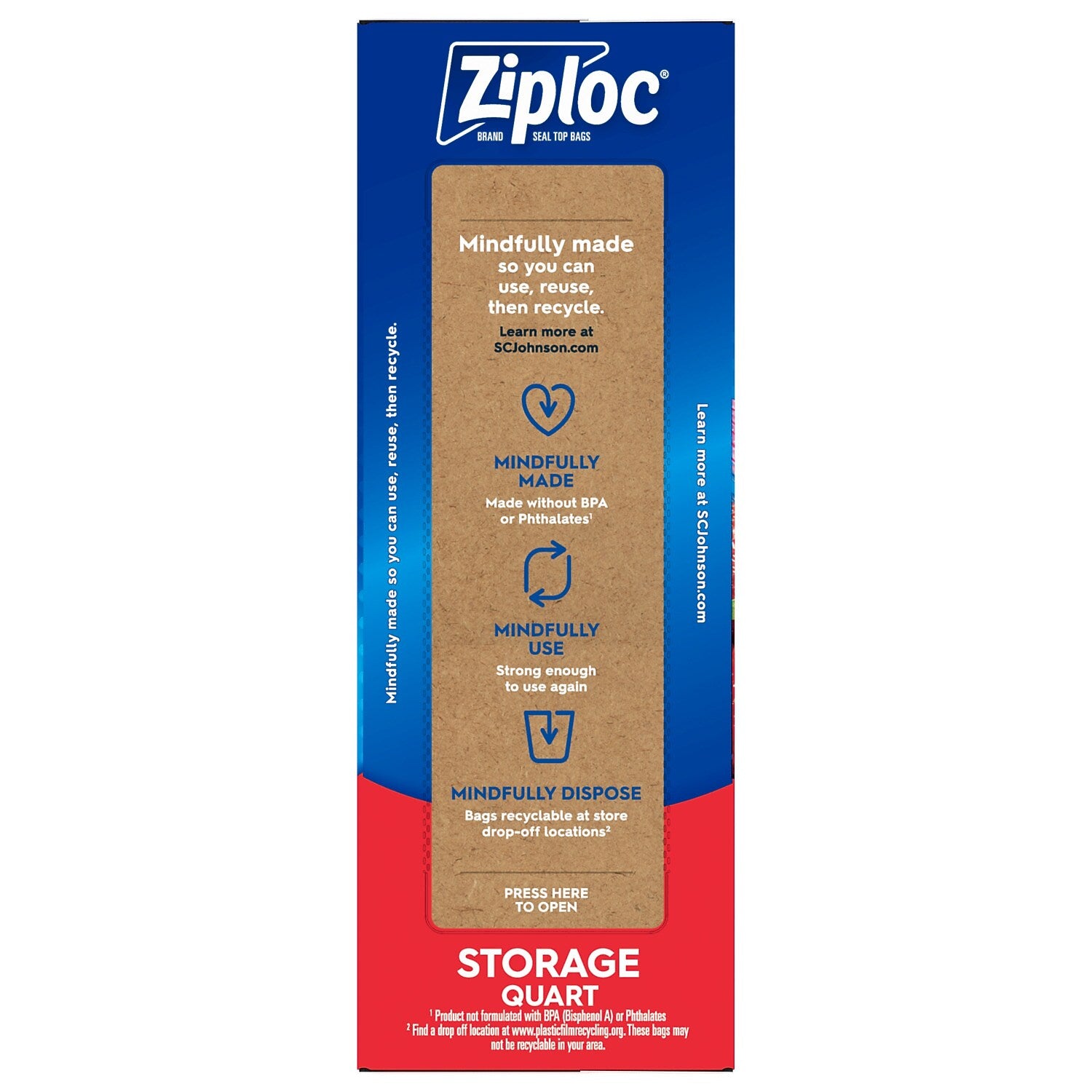 Ziploc Medium Storage Bags, 1 Qt., 24/Carton (314466)