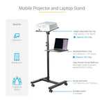StarTech.com Mobile Projector and Laptop Stand/Cart with Lockable Wheels, Black (ADJPROJCART)