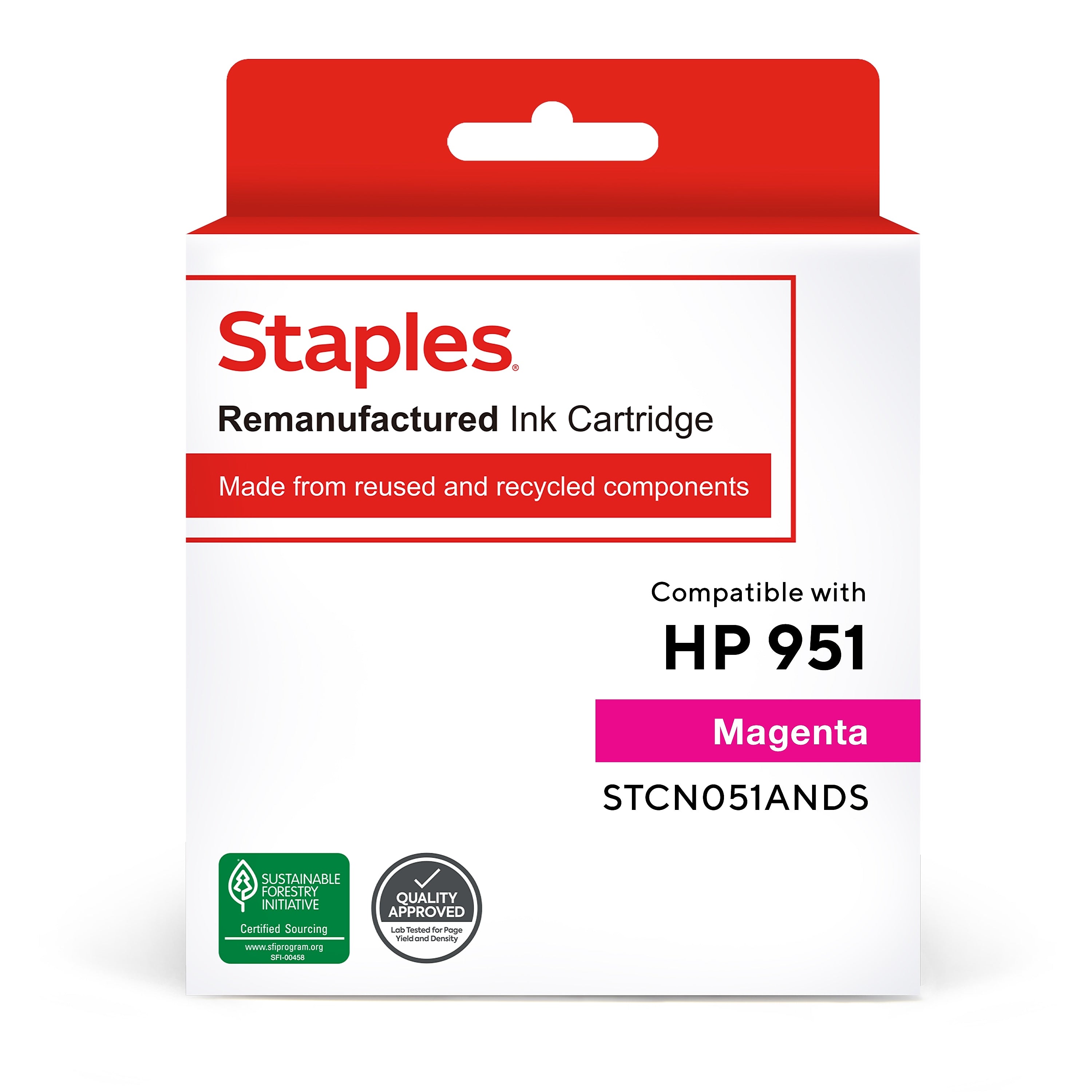 Staples Remanufactured Magenta Standard Yield Ink Cartridge Replacement for HP 951 (TRCN051ANDS/STCN051ANDS)