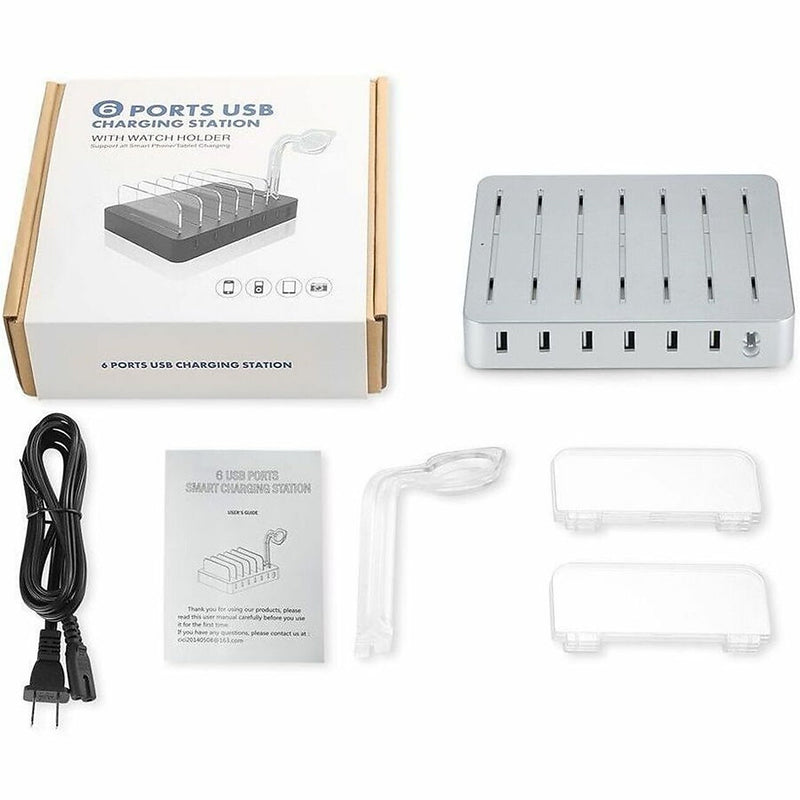 4XEM Charging Station, 50W, 4.9 ft., White (4X6PORTUSBACS)