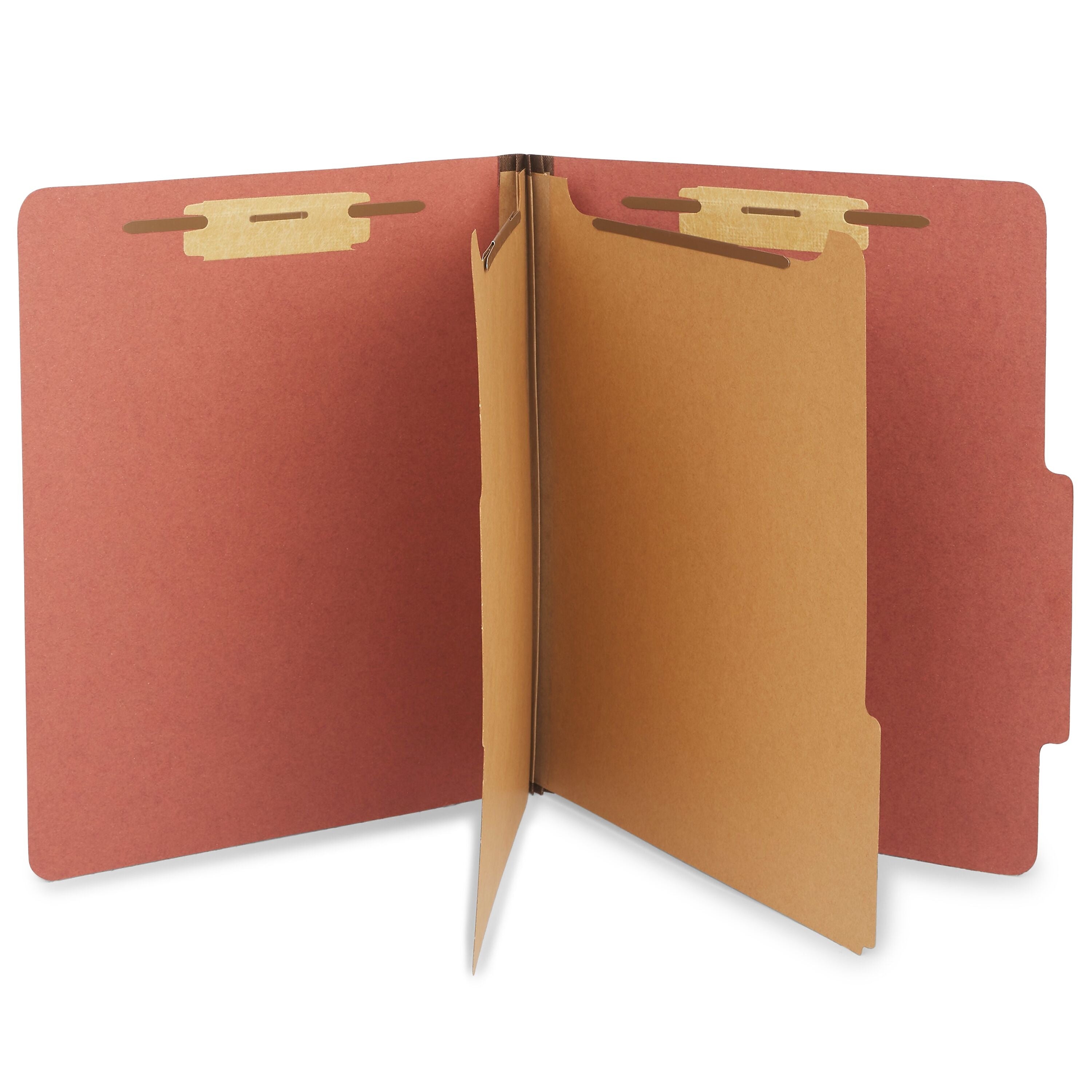 Staples® Recycled Pressboard Classification Folder, 2-Dividers, 2 1/2" Expansion, Letter Size, Brick Red, 20/Box (ST614615-CC)