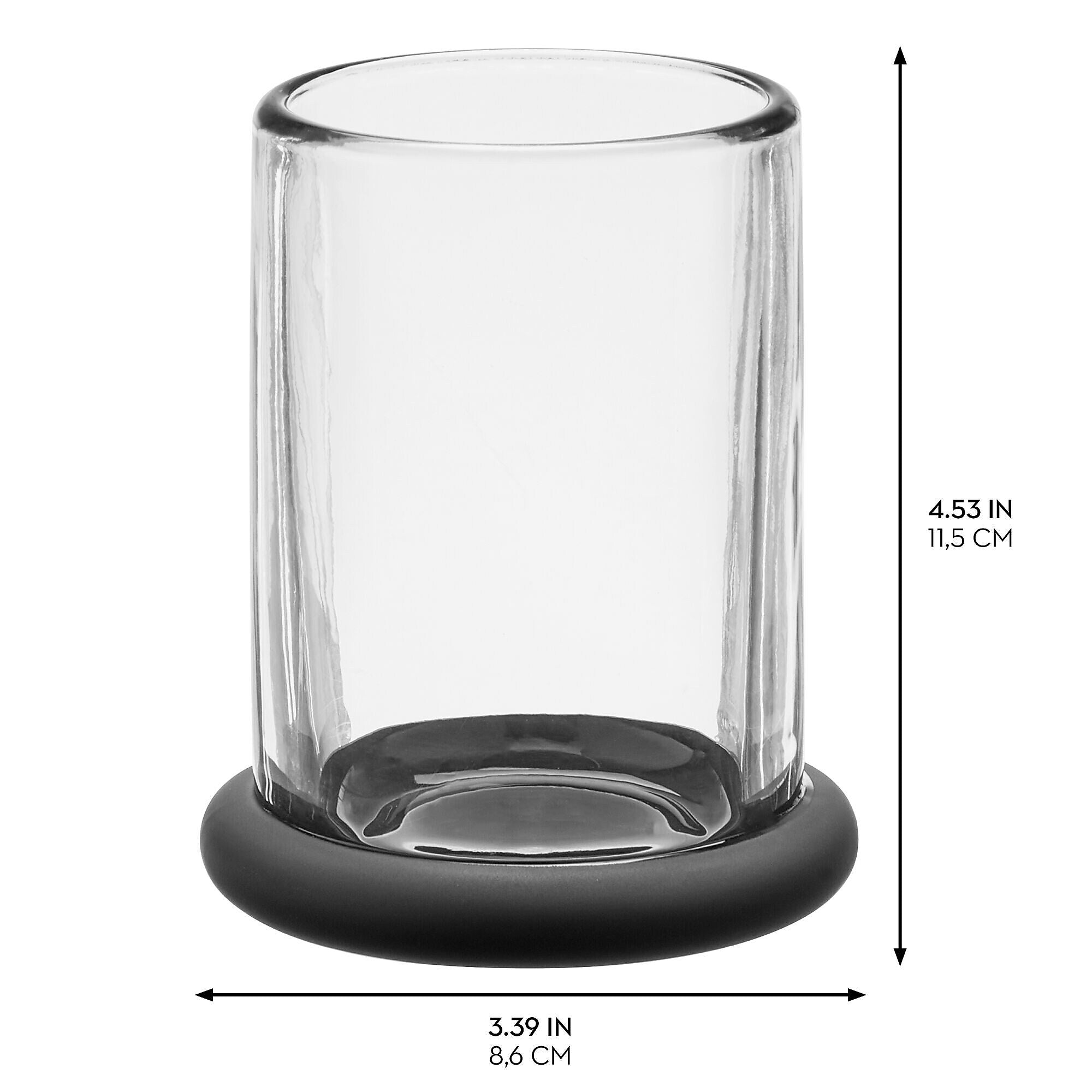 mDesign Glass Pencil Cup, Clear/Matte Black (26031)