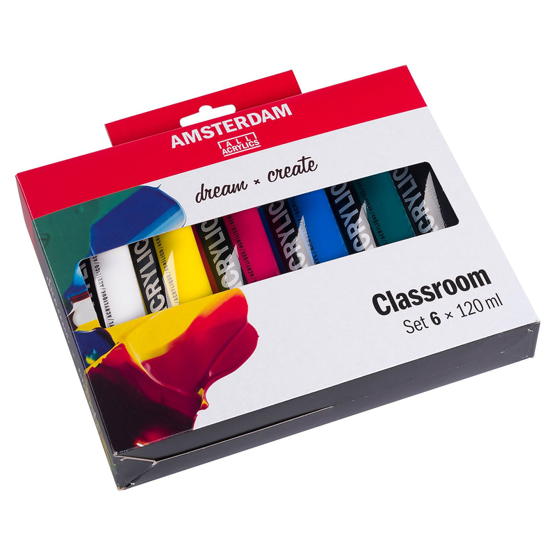 Amsterdam Classroom Acrylic Paint, Assorted Colors, 6/Pack (AMS17791906)