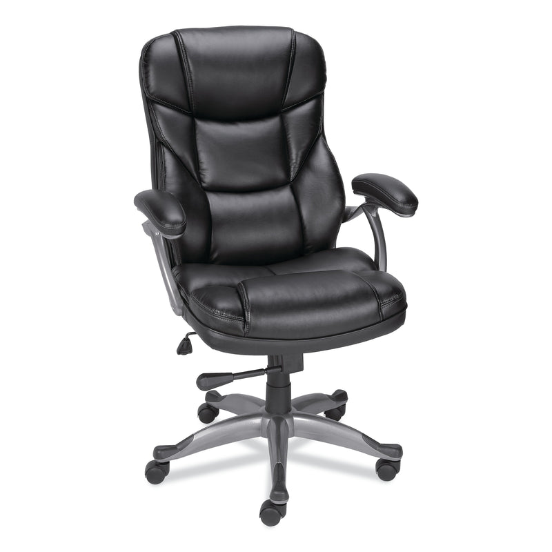 Alera Birns Series Fixed Arm Leather Task Chair, Black (ALEBN41B19)