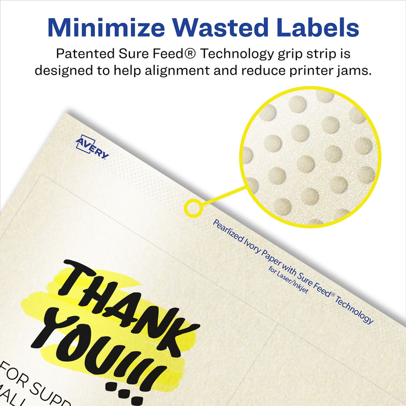 Avery Laser/Inkjet Square Pearlized Labels, 4" x 4", Ivory, 100 Labels/Pack (94100)