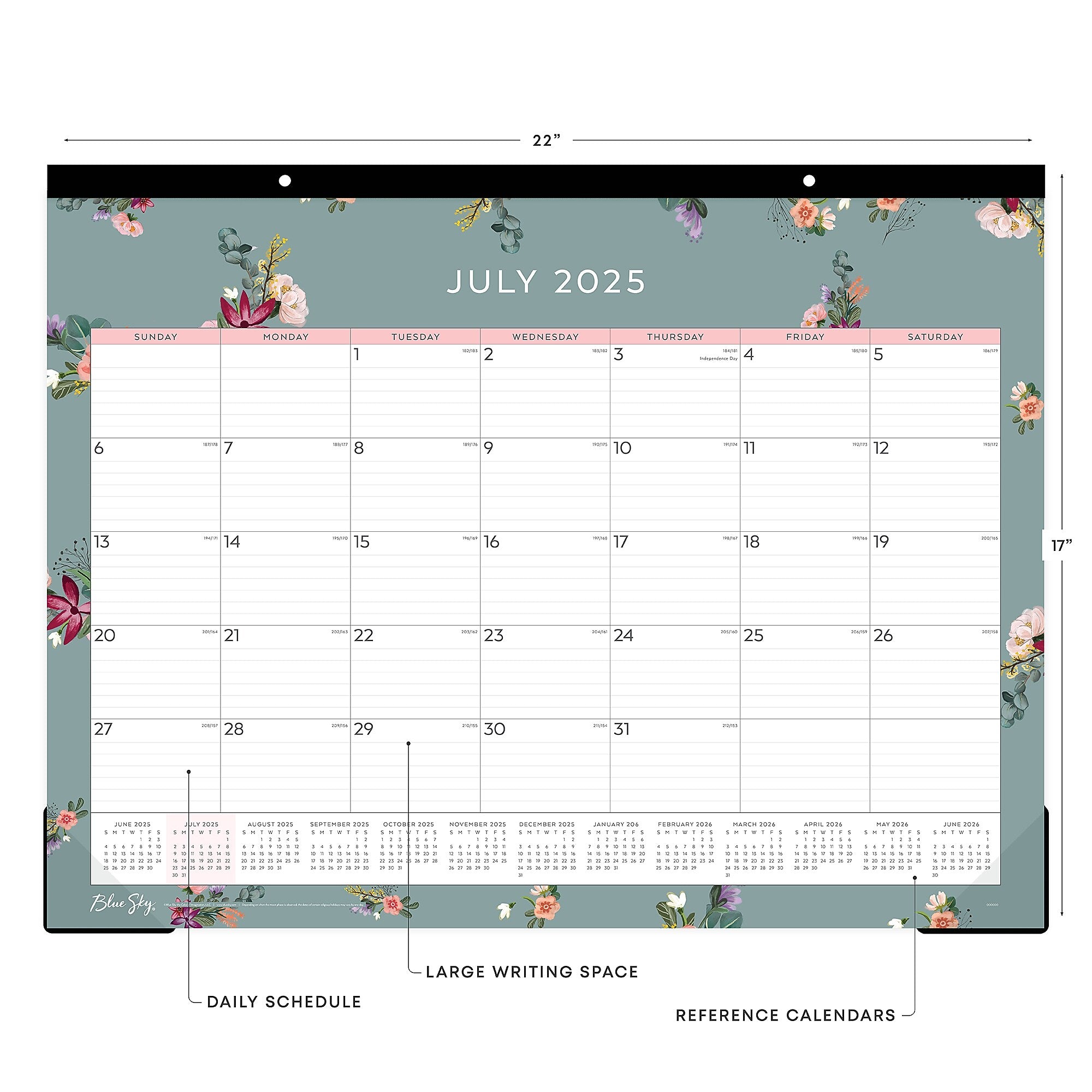 2025-2026 Blue Sky Greta 22" x 17" Academic Monthly Desk Pad Calendar (136476-A26)