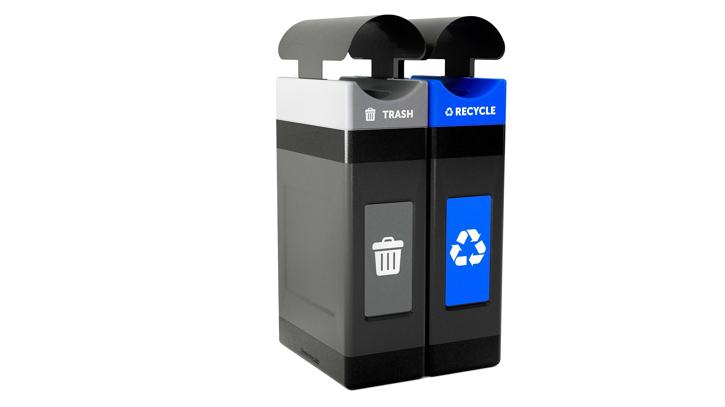 Commercial Zone Avante Series Polyethylene Dual-Stream Trash and Recycling Center, 60 Gallon, Black (787206MSA)