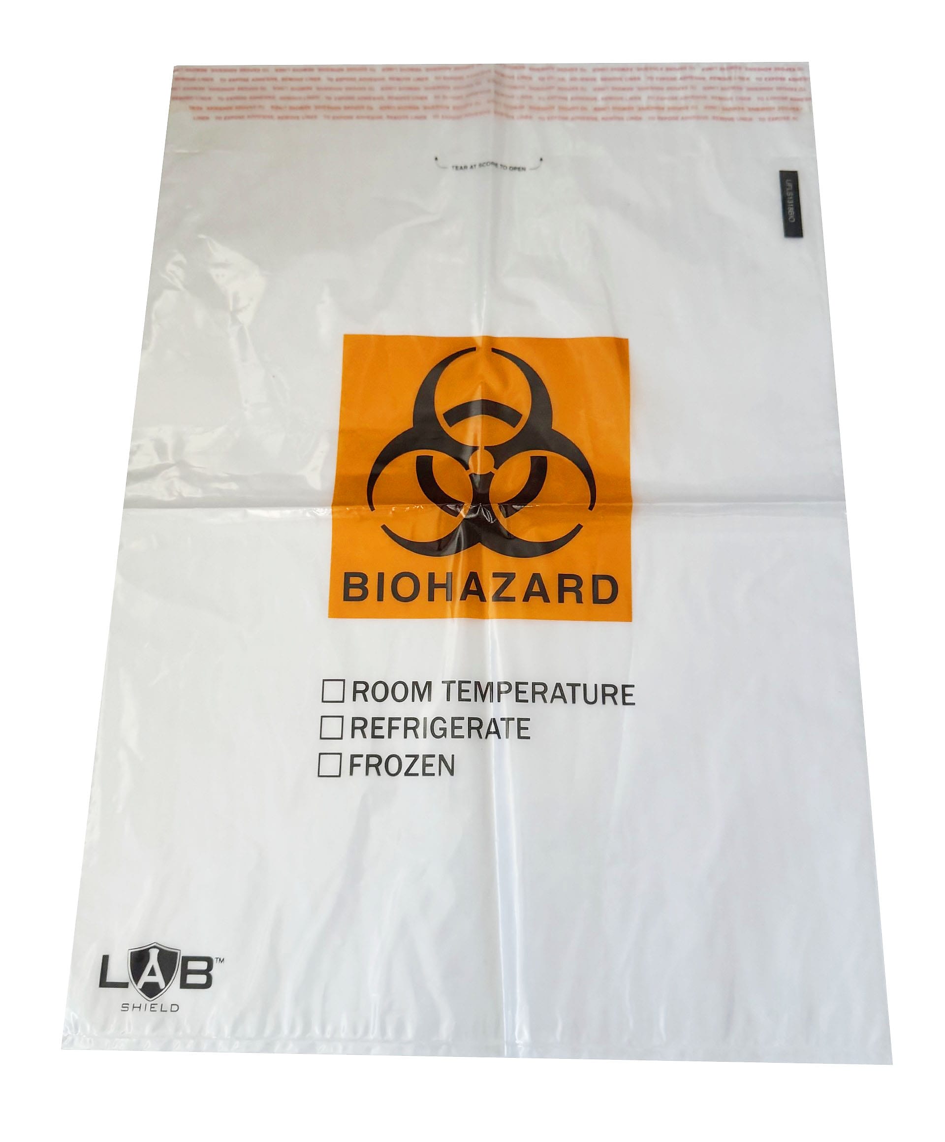 Biohazard Clear Specimen Bags, adhesive closure