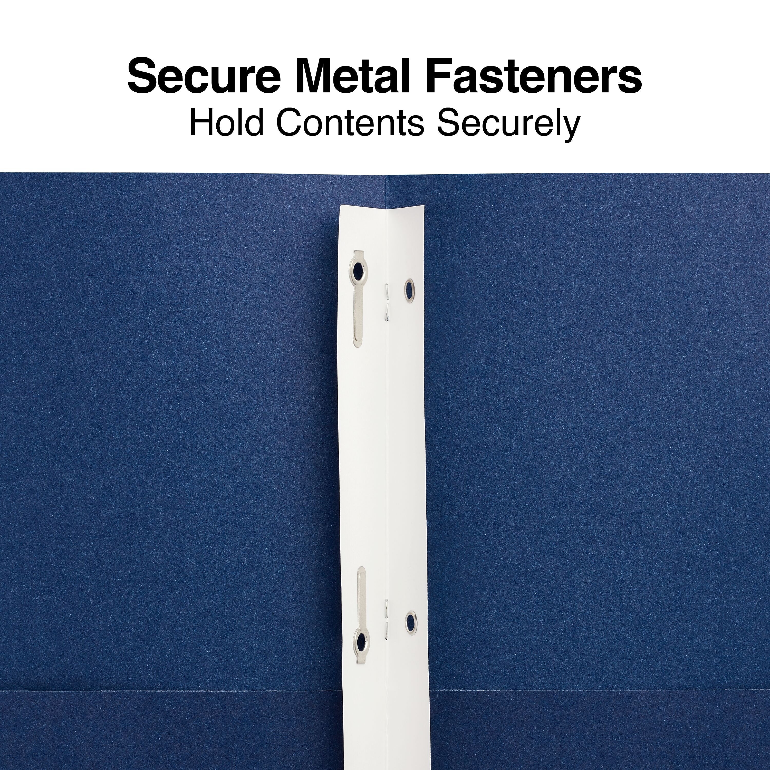 Staples 10% Recyled Smooth 2-Pocket Paper Presentation Folder with Fasteners, Dark Blue, 10/Pack (13387-US)