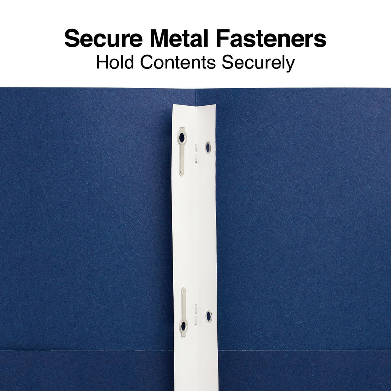 Staples 10% Recyled Smooth 2-Pocket Paper Presentation Folder with Fasteners, Dark Blue, 10/Pack (13387-US)