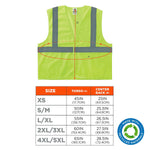 GloWear 8205HL-ECO High Visibility Sleeveless Vest, ANSI Type R Class 2, Lime, L/XL, (21985)