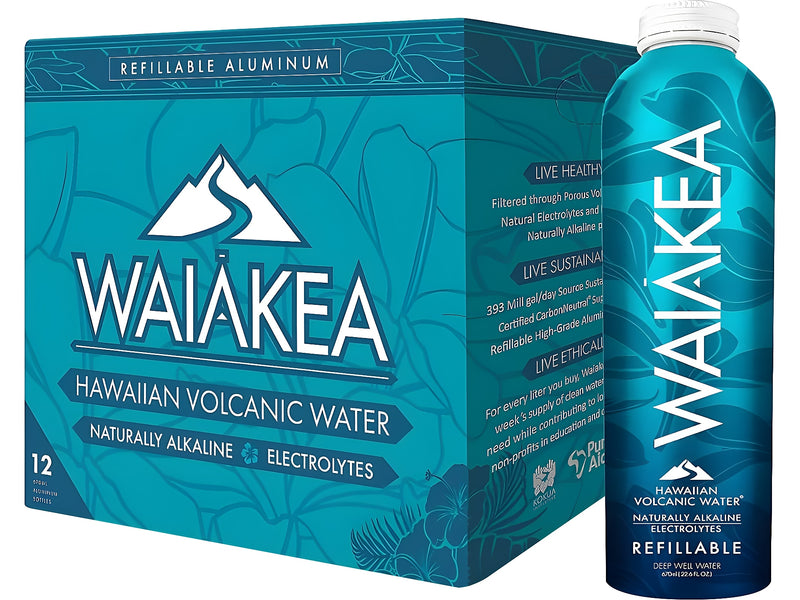 Waiakea Hawaiian Volcanic Water, 22.6 oz., 12 Bottles/Carton (856001)