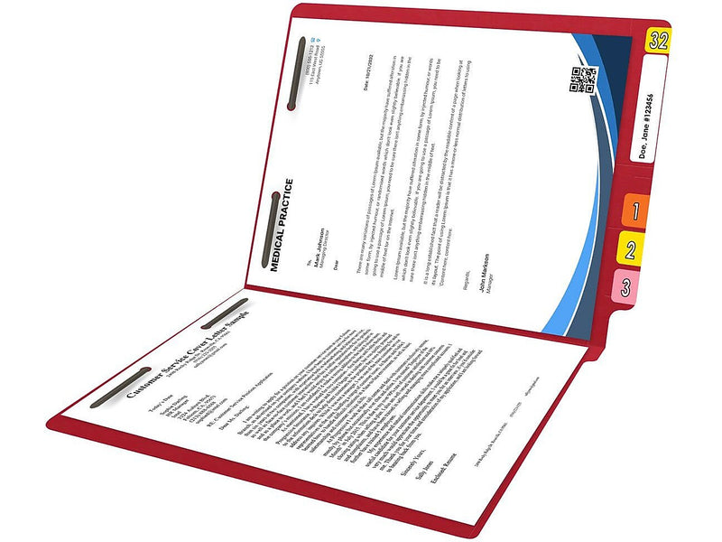 Medical Arts Press Reinforced End Tab File Folder, Straight Cut, Letter-Size, Red, 250/Carton (S-01602-RED-B)