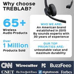 Treblab C7 Noise Canceling Bluetooth Stereo Computer Headset, Black