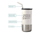Baudville Tahoe Together Travel Tumbler, White/Stainless Steel, 16 oz. (93145)