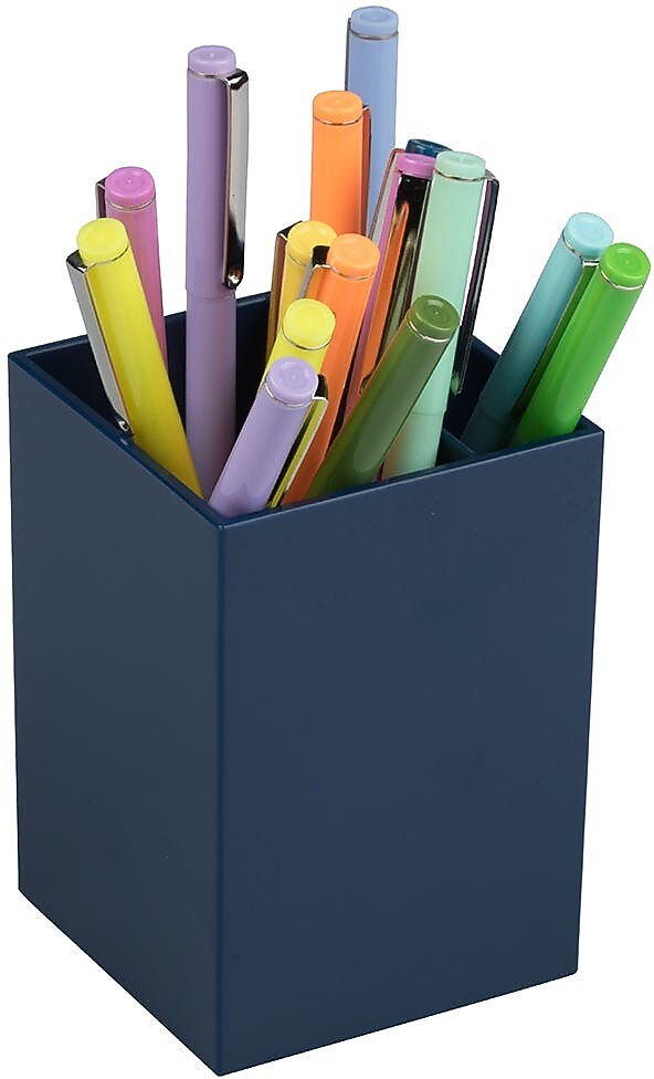 JAM PAPER Plastic Pen Holder, Navy Blue (341nas)
