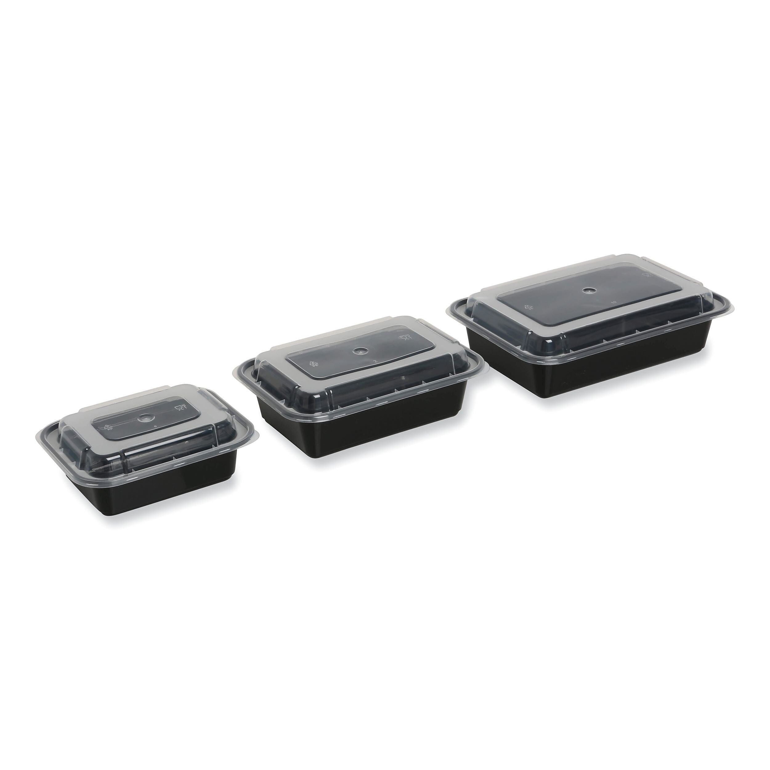 GEN Food Container with Lid, 32 oz, 8.81 x 6.02 x 2.24, Black/Clear, Plastic, 150/Carton