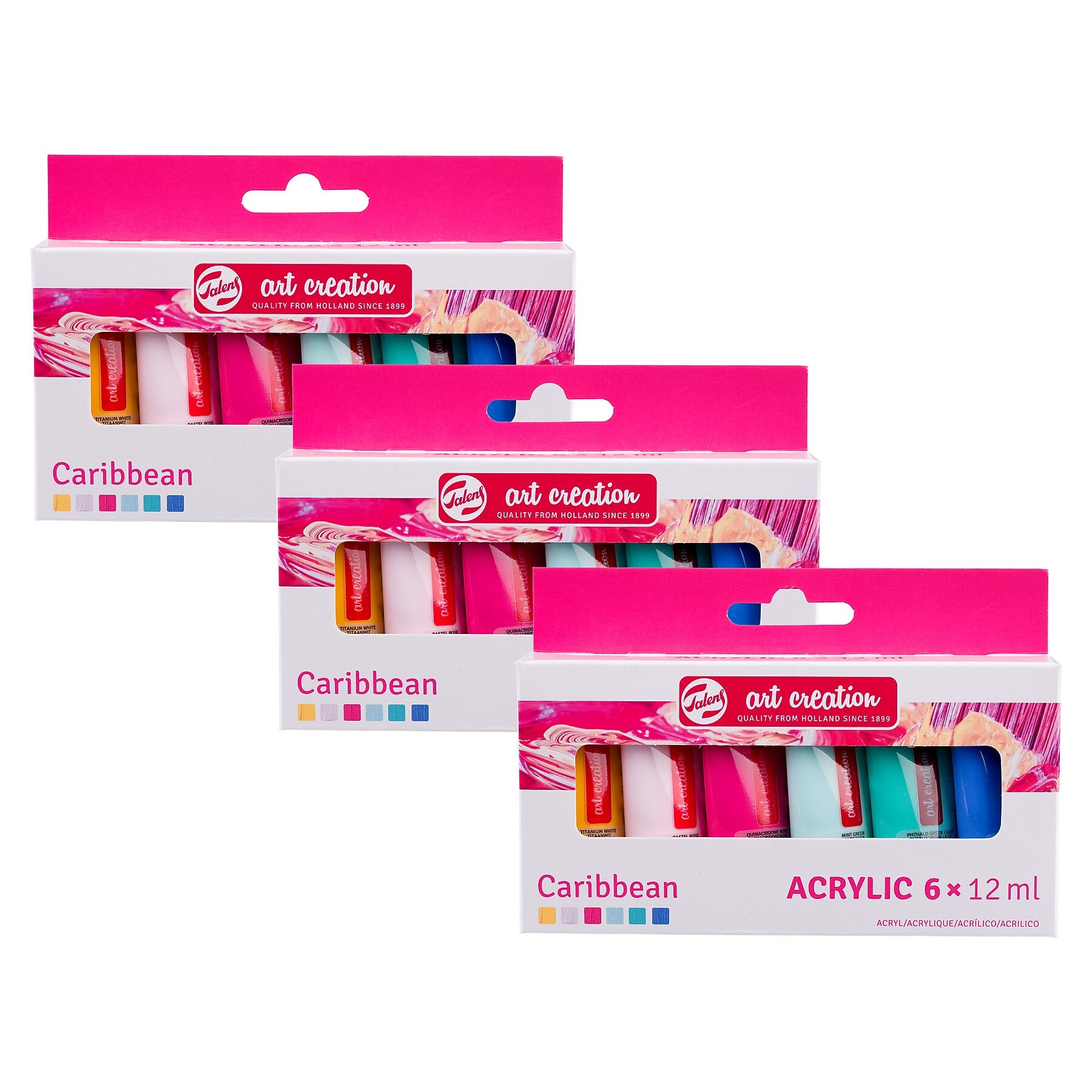 Talens Art Creation Acrylic Paint, Assorted Colors, 12mL, 6/Set, 3 Sets/Bundle (TLN9021863M-3)