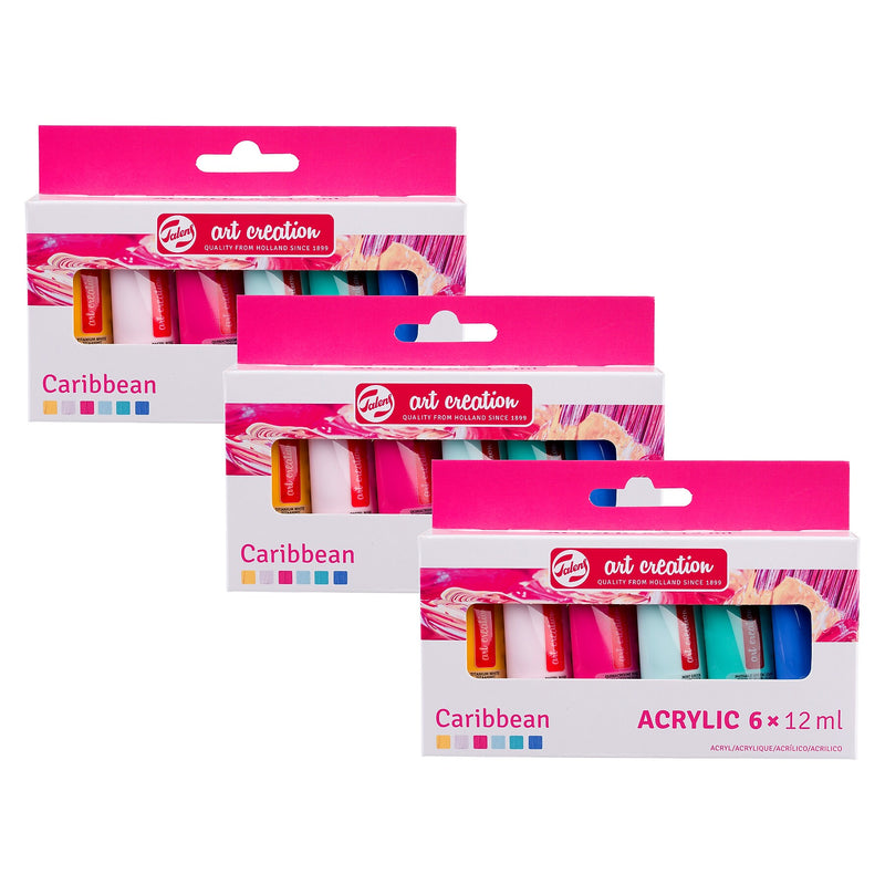 Talens Art Creation Acrylic Paint, Assorted Colors, 12mL, 6/Set, 3 Sets/Bundle (TLN9021863M-3)
