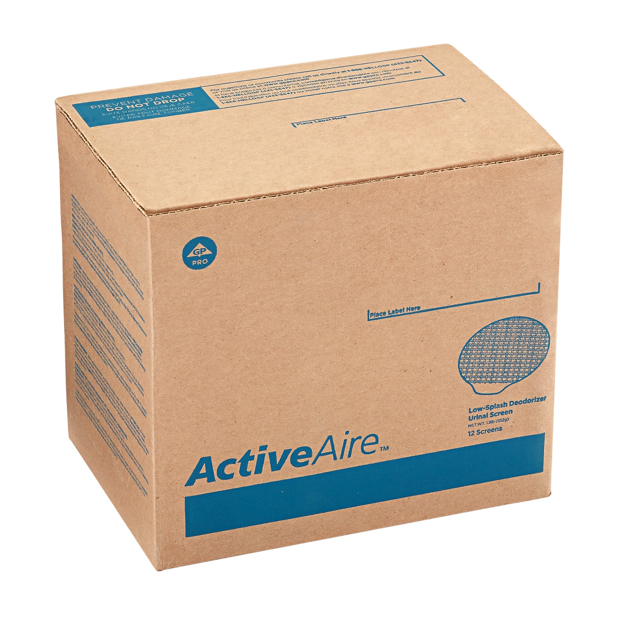 ActiveAire Low Splash Anti-Splash Urinal Screen, Coastal Breeze Scent, Blue, 12/Pack (GPC48260)