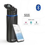 WaterH BOOST Stainless Steel Triple Wall Insulated Smart Water Bottle, 24 oz., Black (B003-24OZ-BK)