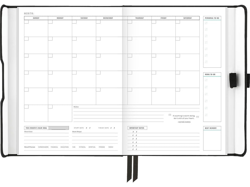 AT-A-GLANCE Foundation 5.5" x 8.5" Weekly & Monthly Planner, Faux Leather Cover, Black (FD-200-05)