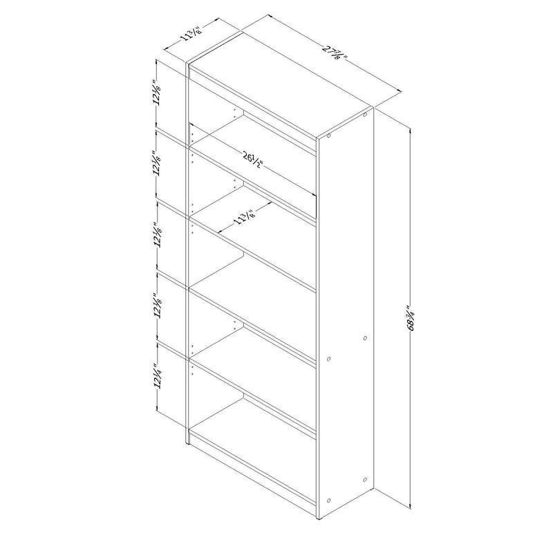 South Shore Axess 5-Shelf Bookcase, Pure White (7250768C)