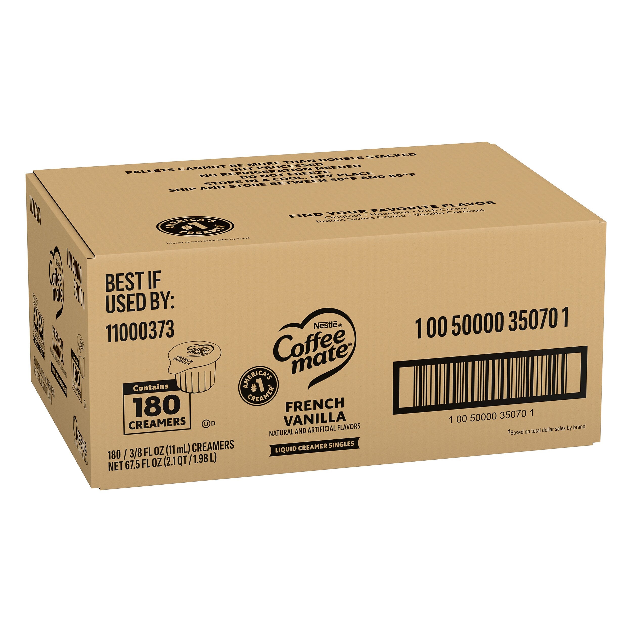 Coffee mate French Vanilla Dairy Free Liquid Creamer, 0.38 oz., 180/Box (NES18001)