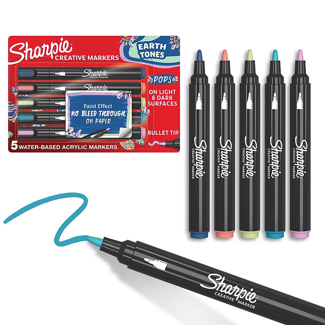 Sharpie Creative Markers Liquid Ink Marker, Bullet Tip, Assorted Colors, 5/Pack (2209902)