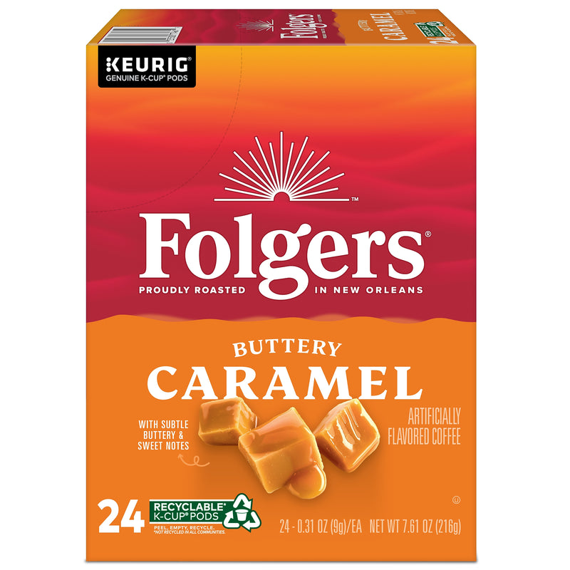 Folgers Buttery Caramel Coffee, Medium Roast, 0.31 oz. Keurig® K-Cup® Pods, 24/Box (6680)