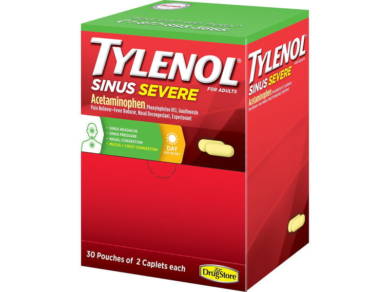 Tylenol Sinus Severe Daytime Caplets, 2/Pouch, 30 Pouches/Box (64578)