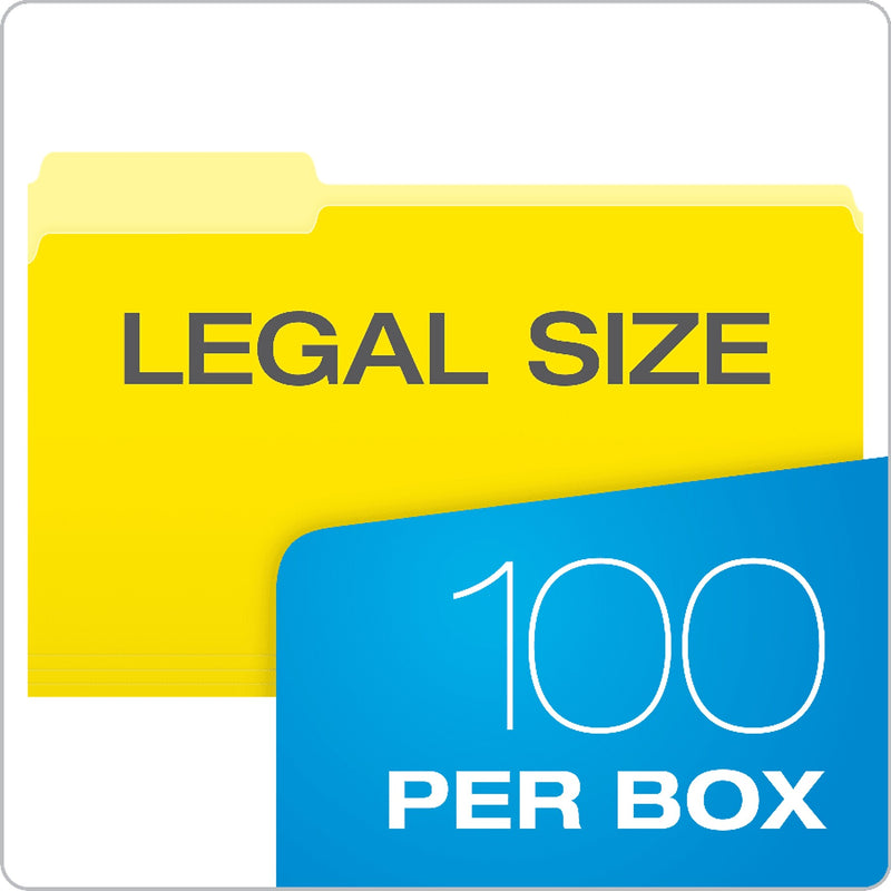 Pendaflex Recycled File Folder, 1/3-Cut Tab, Legal Size, Yellow, 100/Box (1531/3YEL)