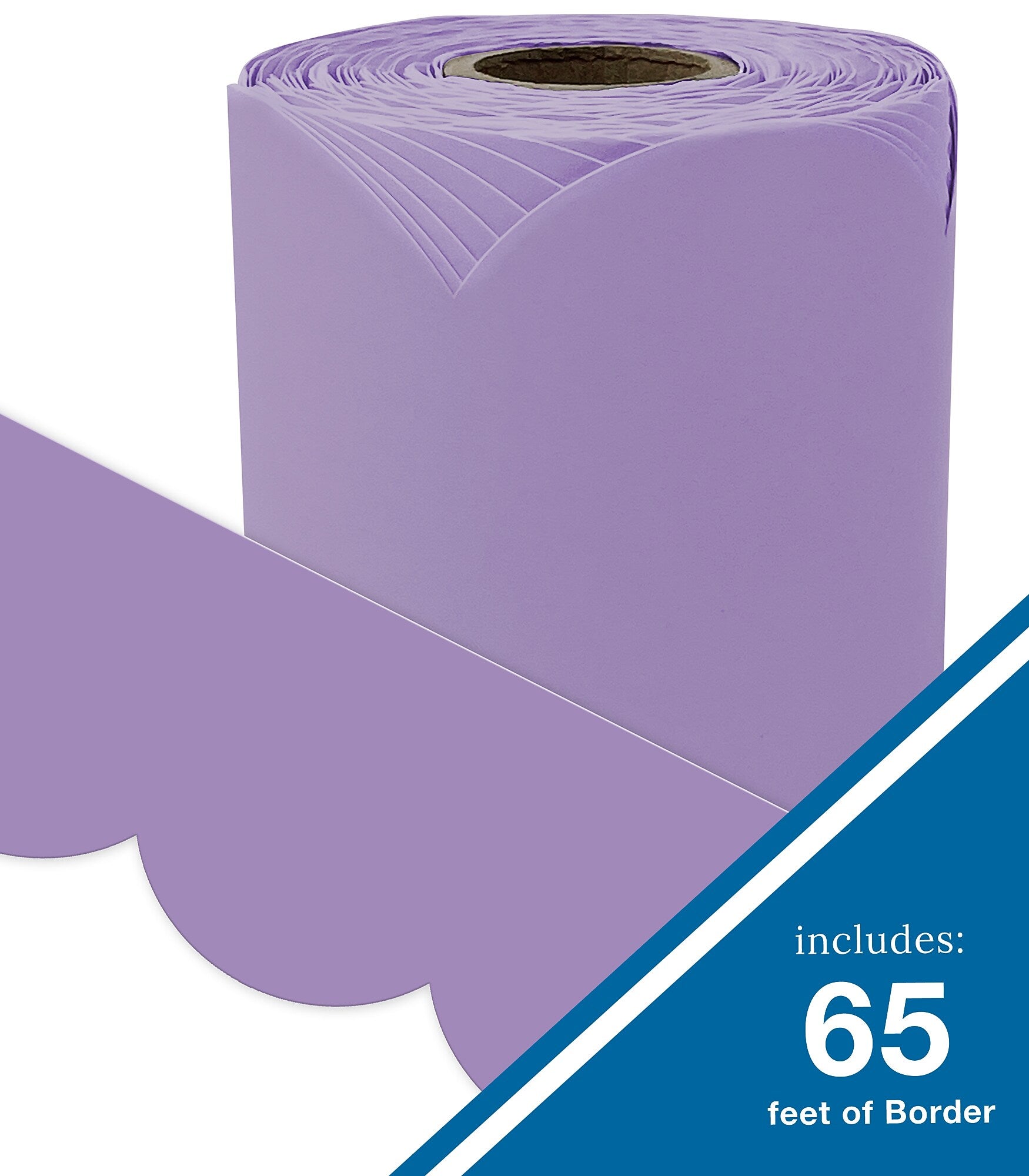 Carson Dellosa Rolled Scalloped Borders, 3" x 65', Lilac (108536)