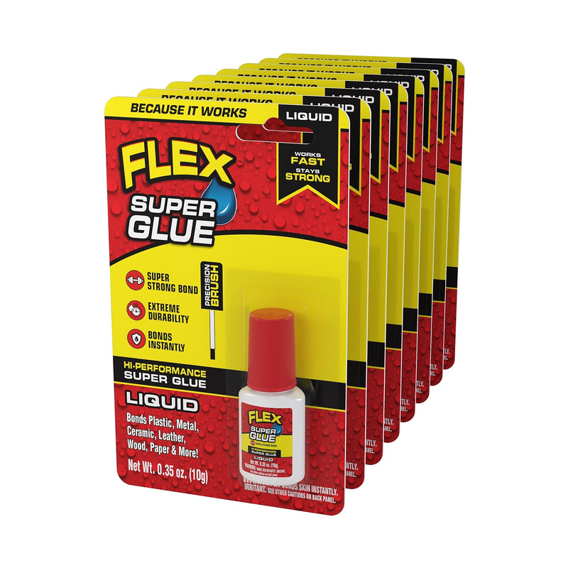 Flex Seal Brush-On Liquid Super Glue, 0.35 oz., Clear, 8/Pack (SGLIQ10BT-CS)
