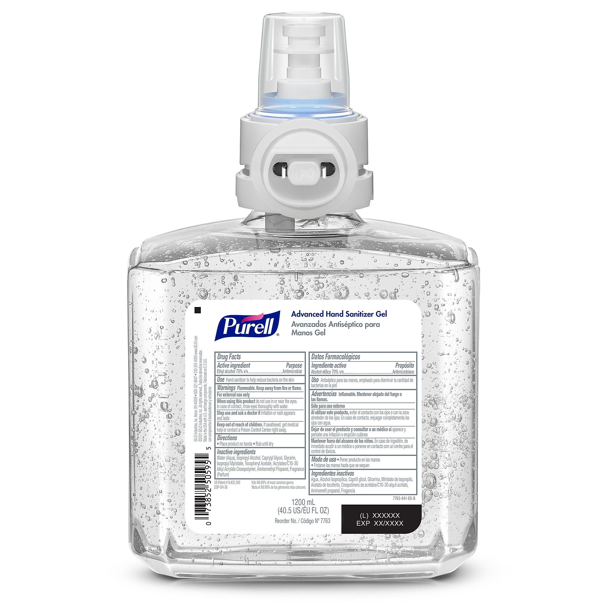 PURELL Advanced 70% Alcohol Gel Hand Sanitizer Refill for ES8 Dispenser, 1200 mL, 2/Carton (7763-02)