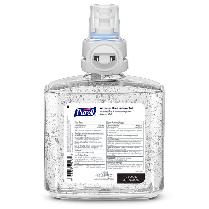 PURELL Advanced 70% Alcohol Gel Hand Sanitizer Refill for ES8 Dispenser, 1200 mL, 2/Carton (7763-02)