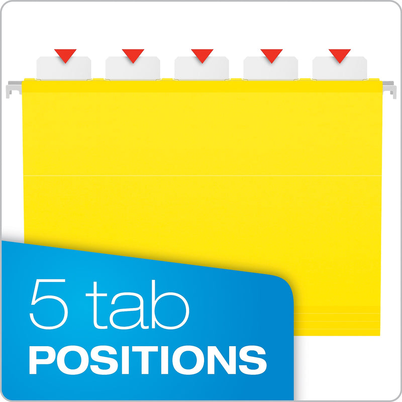 Pendaflex Ready-Tab Reinforced Hanging File Folder, 5-Tab, Letter Size, Yellow, 25/Box (42624)