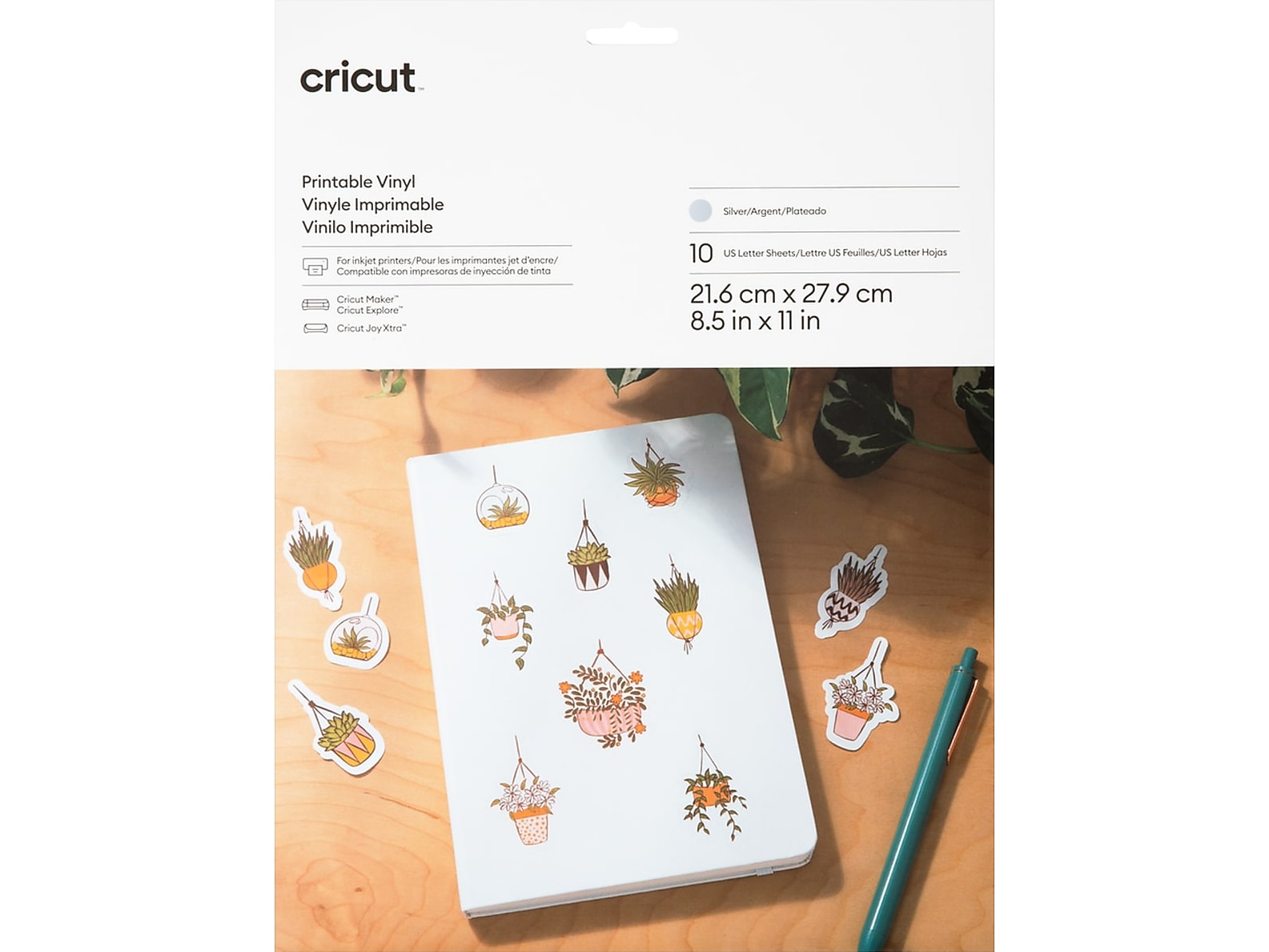 Cricut Die Cutting Printable Vinyl, Silver, 10 Sheets/Pack (2010359)