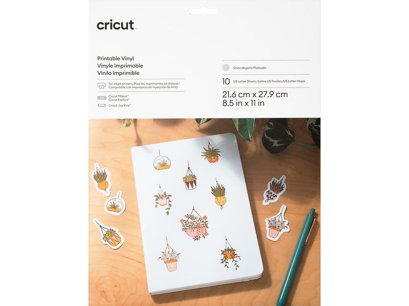 Cricut Die Cutting Printable Vinyl, Silver, 10 Sheets/Pack (2010359)