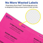 Avery Sure Feed Laser/Inkjet ID Labels, 3-1/3" x 4", Assorted Neon, 72 Labels/Pack (6482)