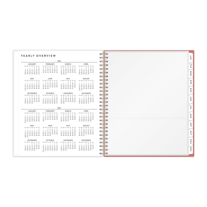 2026 Blue Sky Bespoke Letterpress Pomegranate Blush 8" x 10" Calendar Year Monthly Planner, Faux Leather Cover (156221)