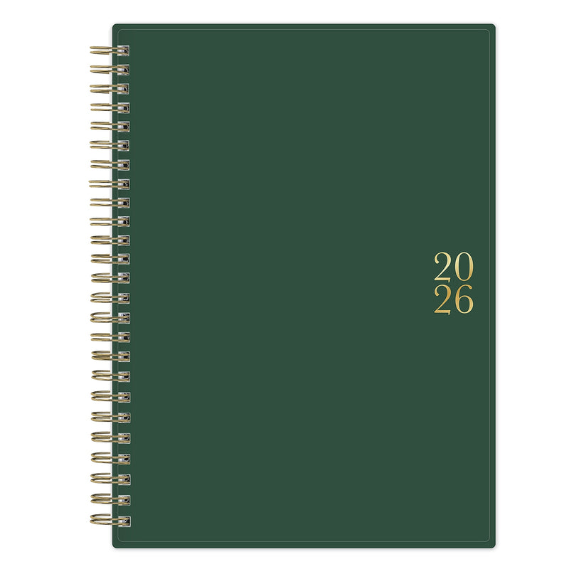 2026 Blue Sky Bespoke Letterpress 5.875" x 8.625" Calendar Year Weekly & Monthly Planner, Deep Forest Green