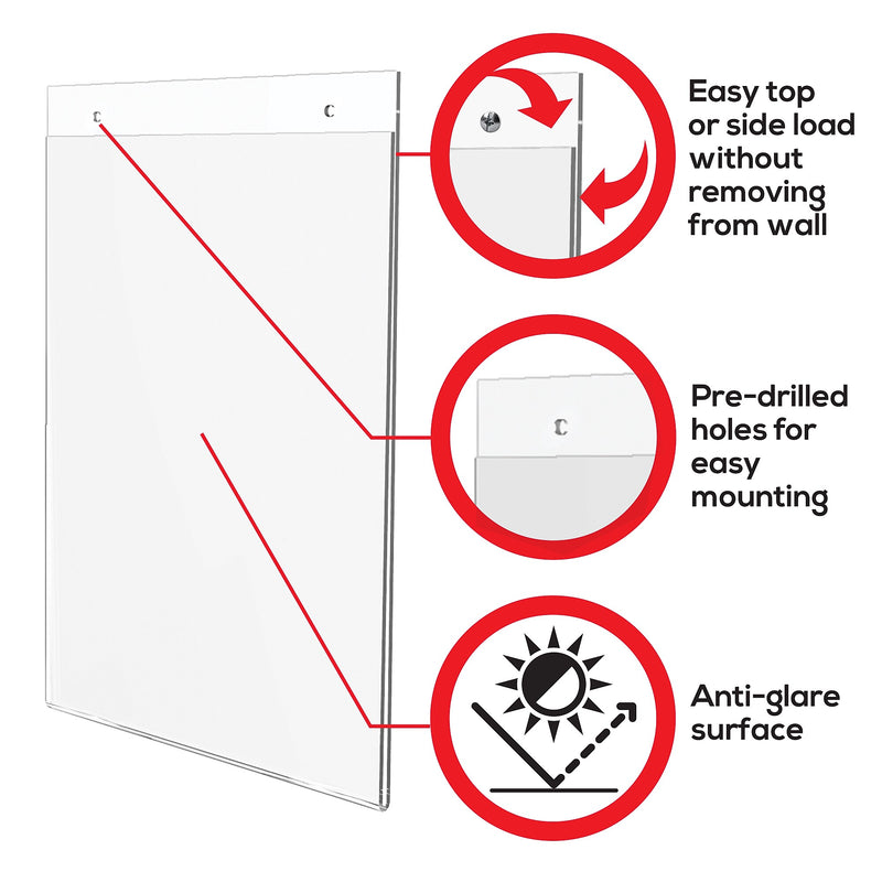 Deflect-O Anti-Glare Superior Image Document Holder, 8.5" x 11", Wall Mounted, Clear Acrylic (878201)
